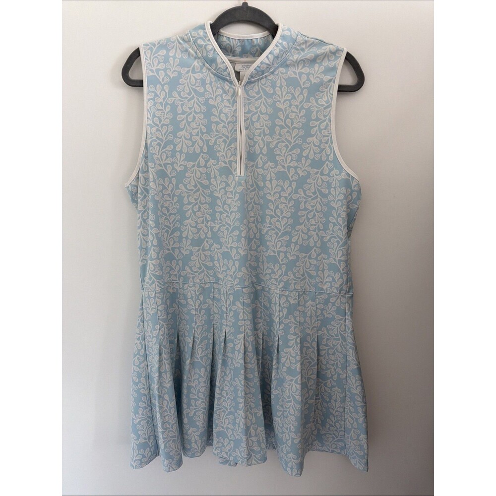 Sigrid Olsen Golf Dress 1/4 Zip Athletic Sz XL Lt Blue White Tenniscore Preppy - Picture 10 of 10